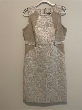 Calvin Klein Ivory & Beige Textured Sheath Dress